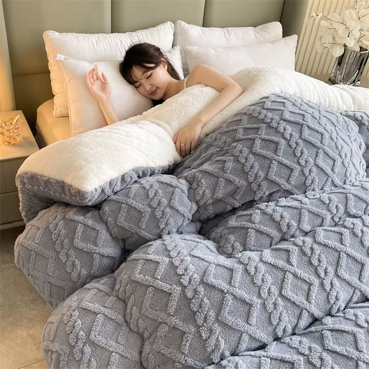 New Super Thickened Warm Winter Blankets for Beds Artificial Lamb Cashmere Weighted Blankets Soft Fluffy Warmth Comforter Duvet