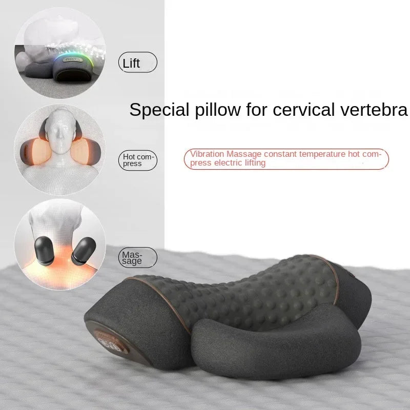 Electric Neck Massager Cervical Pillow Hot Compress Neck Stretch Heating Vibration Neck Shoulder Massage Pillow Back Traction