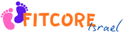 Fitcore Israel logo with colorful footprints on a white background