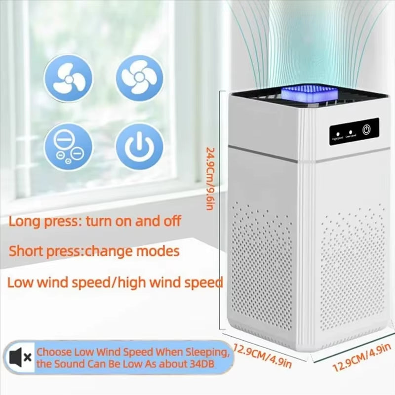 Air Purifier USB Portable Air Purifier with Aromatherap Smoke Odor Filter with Replaceable Filter for Home Car Kitchen